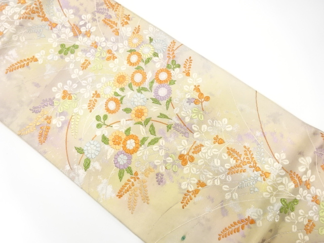 JAPANESE KIMONO / ANTIQUE FUKURO OBI / SILK / WOVEN KIKU